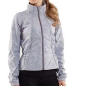 Lululemon Travel To Track Floral Print Gray Jacket